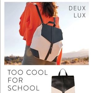 Canvas backpack color block canvas vegan leather